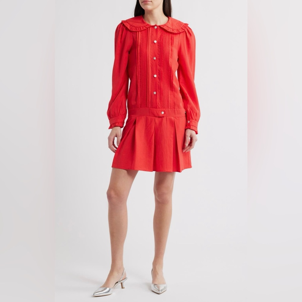 Sister Jane Cruise Pleated Mini Dress
in Red